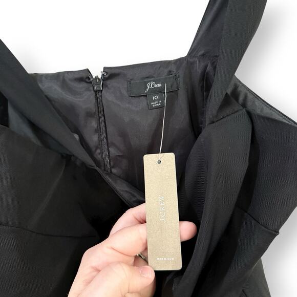 J. Crew Womens 10 Black Fit & Flare Mini Dress Sleeveless Square Neck Ruffle Hem - Picture 5 of 15